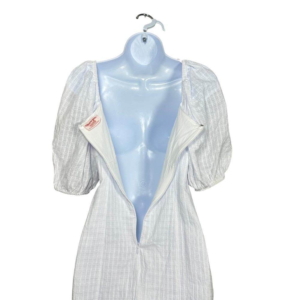Showpo White Babydoll Mini Dress Puff Sleeves Square Neck‎ Milkmaid US Size 4 - Picture 8 of 13